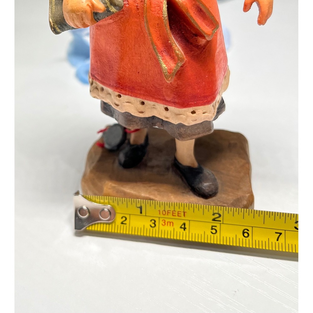Vintage Hand Carved Wooden Alpine Girl Figurine, West Germany Seal, 50s Folk Art - Picture 10 of 10